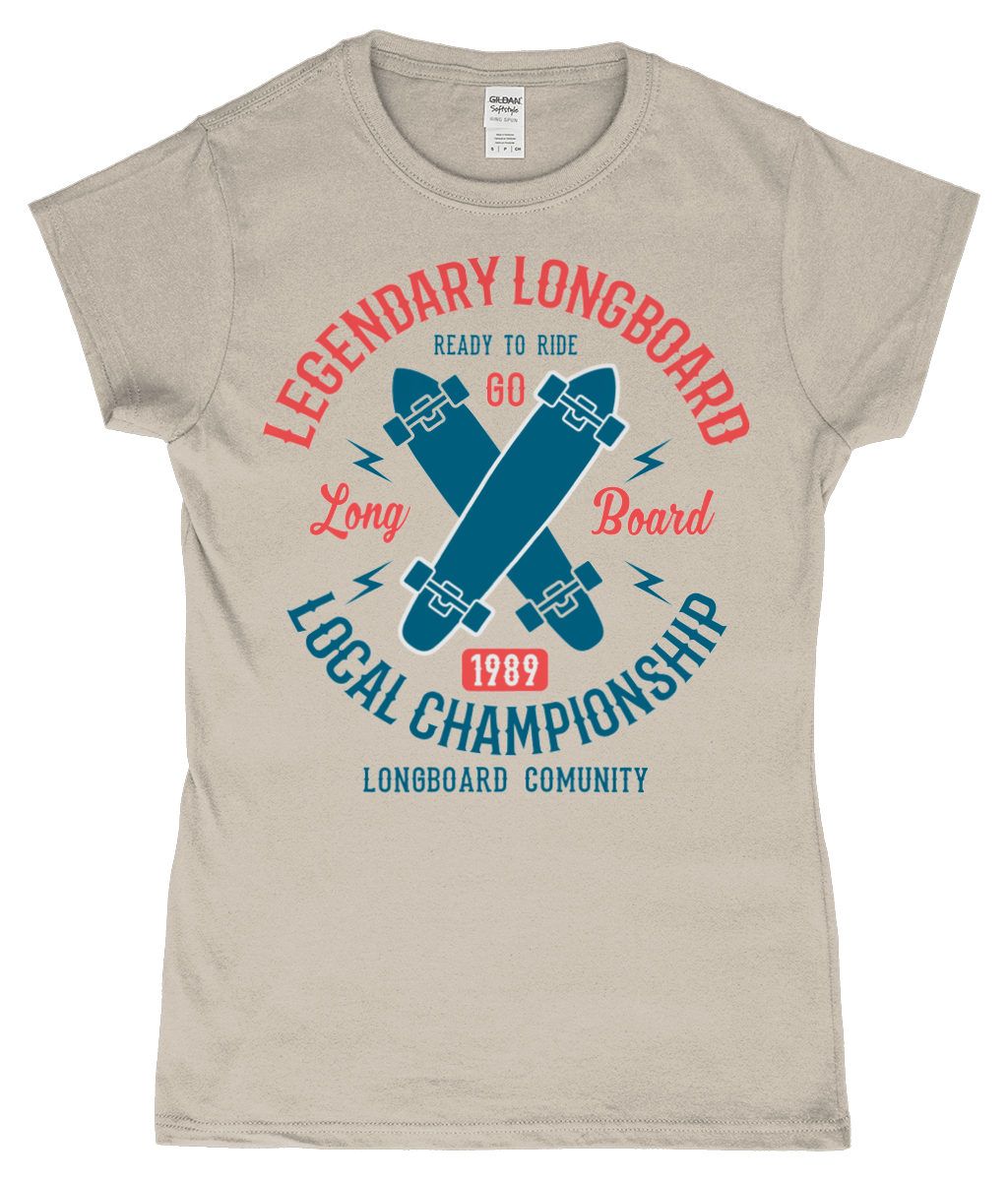 Legendary Longboard – Gildan SoftStyle® Ladies Fitted Ringspun T-Shirt - Vitesse T-Shirts UK