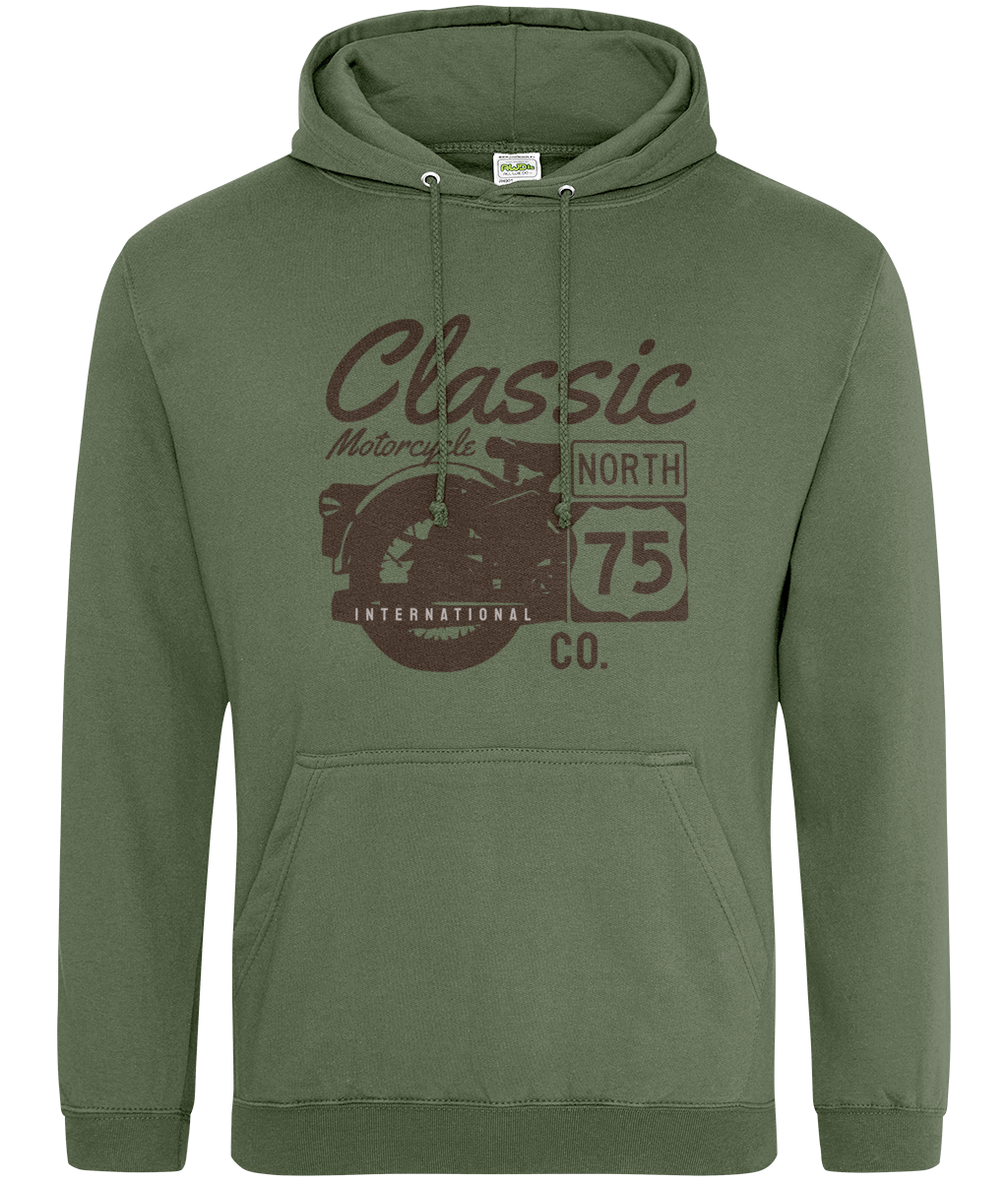 Classic Motorcycle 75 Black - AWDis College Hoodie