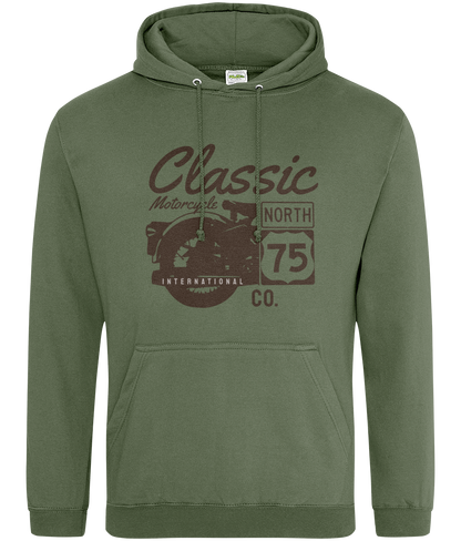 Classic Motorcycle 75 Black - AWDis College Hoodie