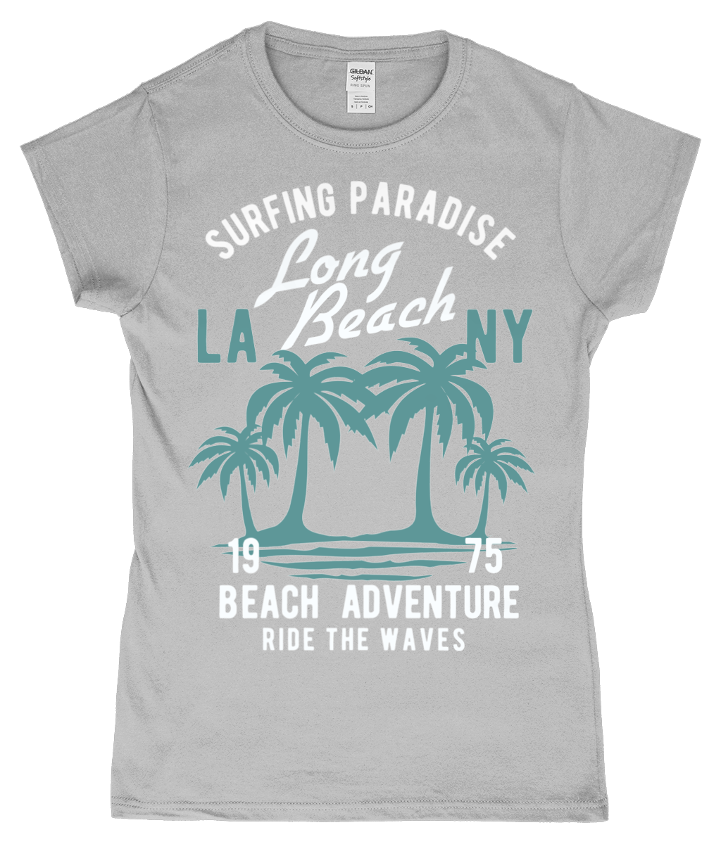 Beach Adventure - Gildan SoftStyle® Ladies Fitted Ringspun T-Shirt - Vitesse T-Shirts UK