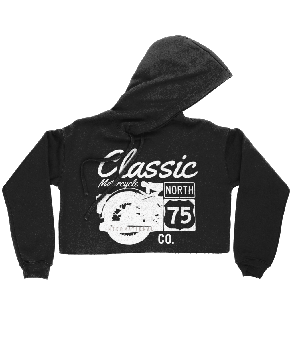 Sweat à capuche court pour femme Bella Classic Motorcycle 75 blanc 