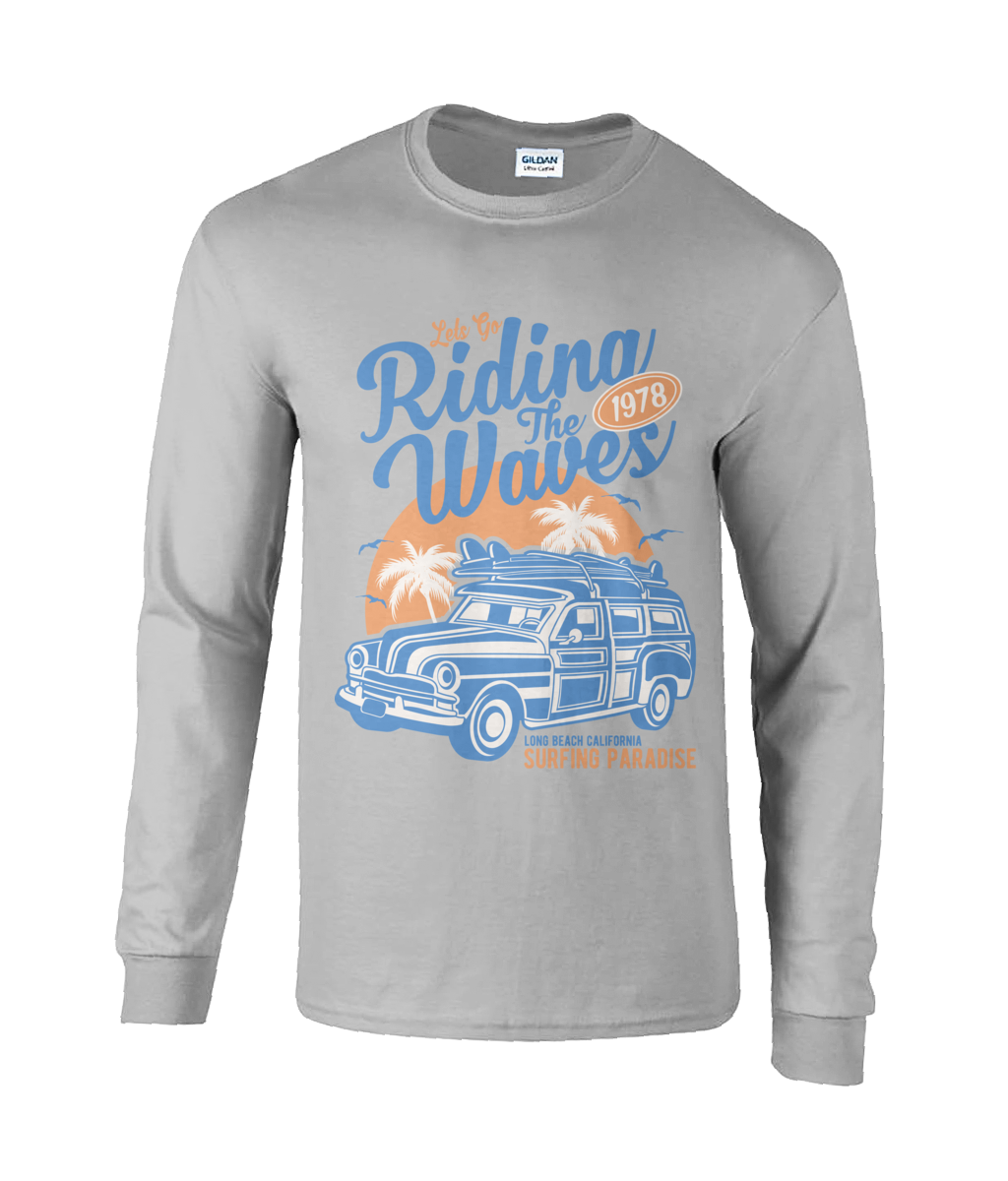 Riding The Waves - Ultra Cotton Long Sleeve T-Shirt - Vitesse T-Shirts UK