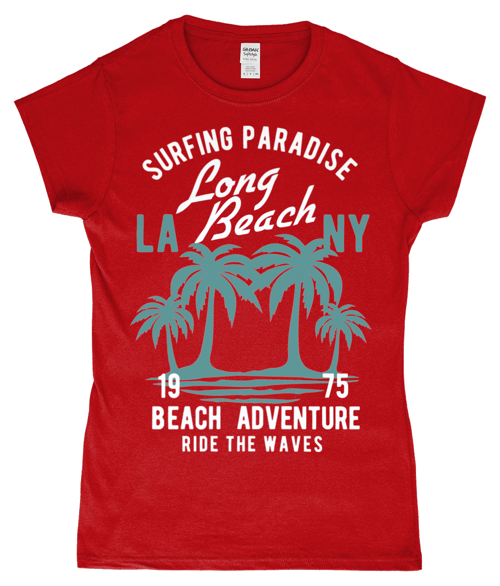 Beach Adventure - Gildan SoftStyle® Ladies Fitted Ringspun T-Shirt - Vitesse T-Shirts UK