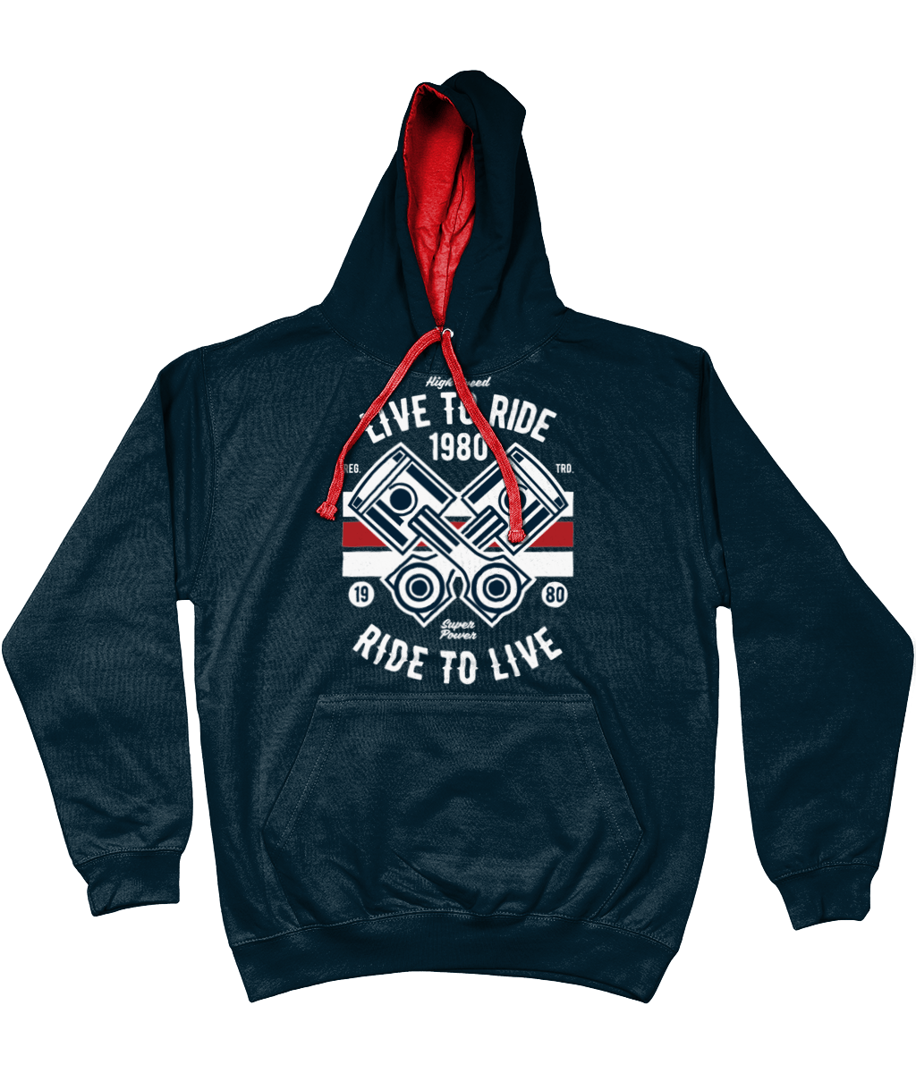 Live To Ride 1980 – AWDis Varsity Hoodie - Vitesse T-Shirts UK