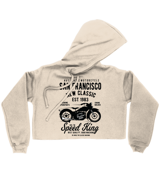 San Francisco Motorcycle - Bella Ladies Cropped Hoodie