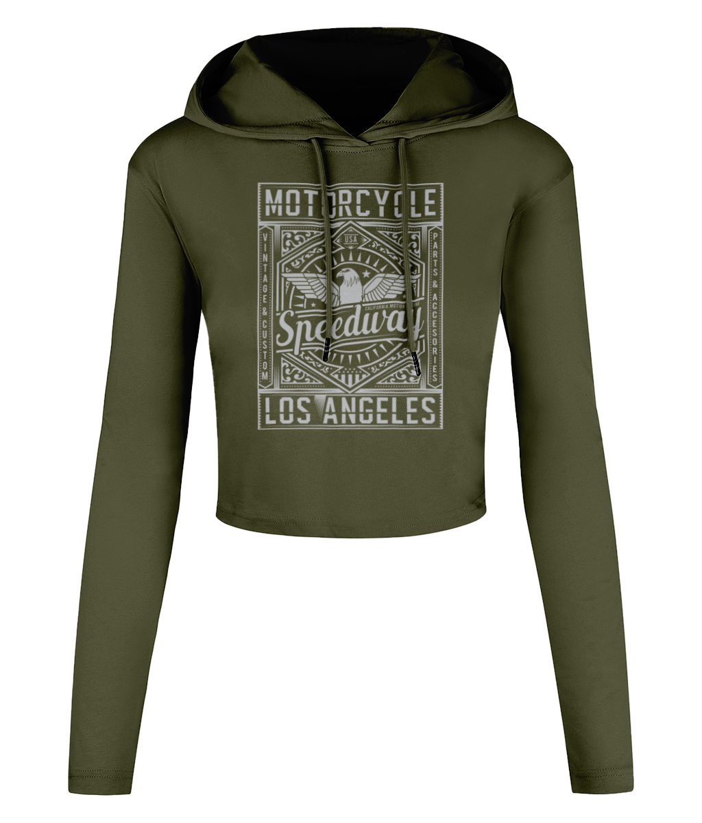 Motorcycle Speedway - Women's Cropped Hooded T-shirt