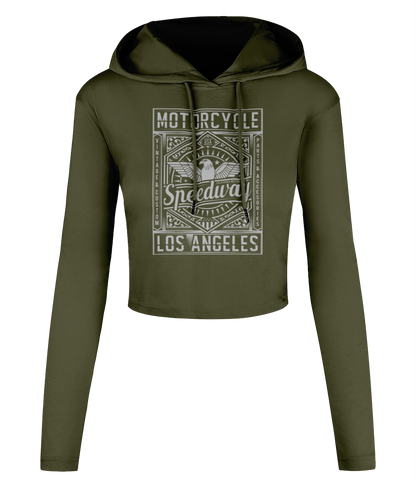 Motorcycle Speedway - Women's Cropped Hooded T-shirt