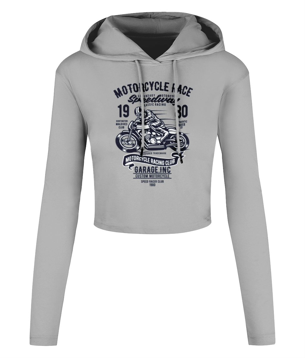 Motorcycle Race - Women's Cropped Hooded T-shirt