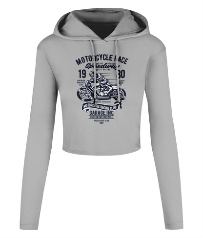 Motorcycle Race - Women's Cropped Hooded T-shirt