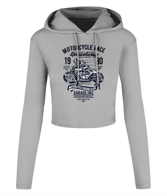 Motorcycle Race - Women's Cropped Hooded T-shirt