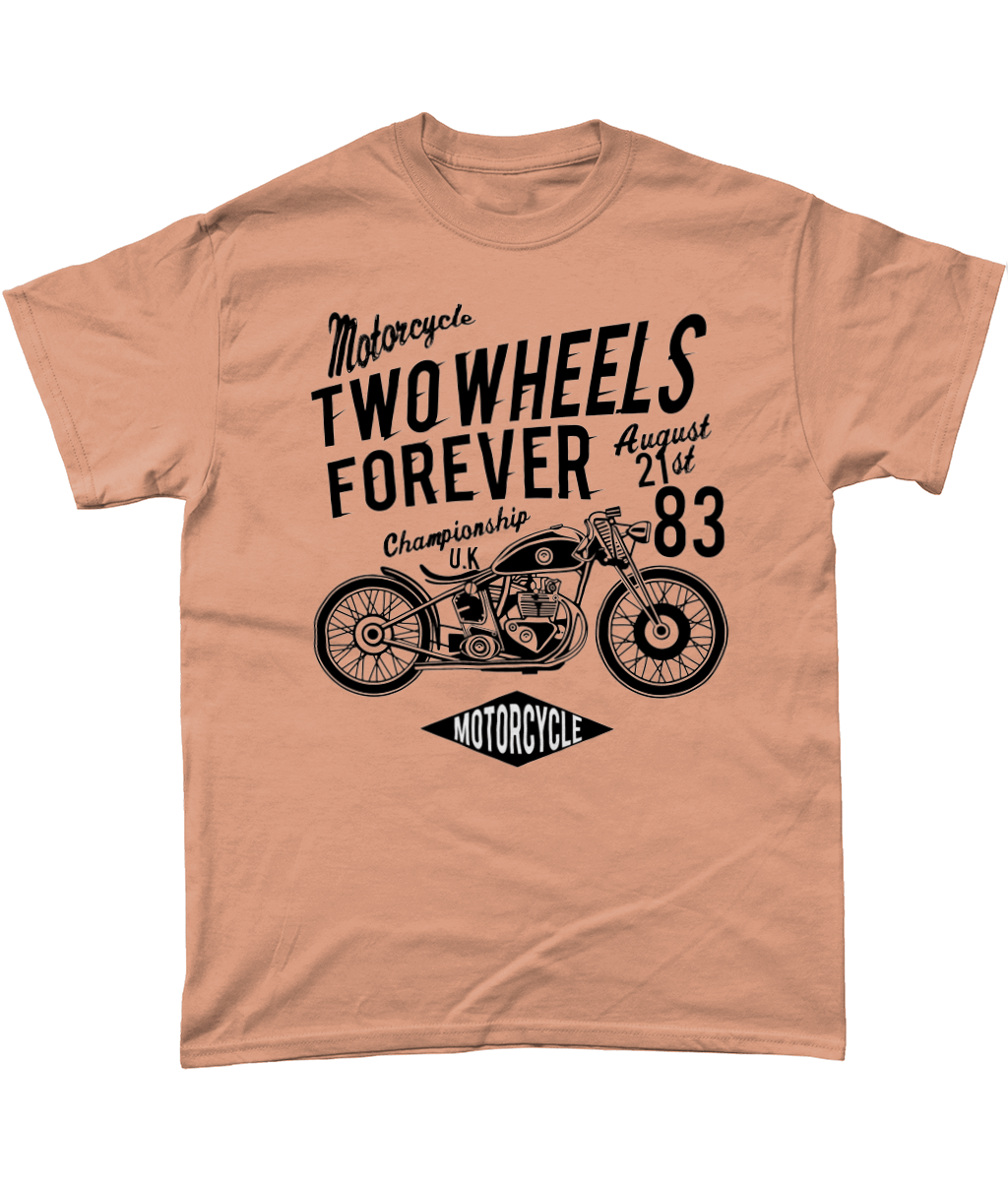 Two Wheels Forever Black – Gildan Heavy Cotton T-Shirt - Vitesse T-Shirts UK