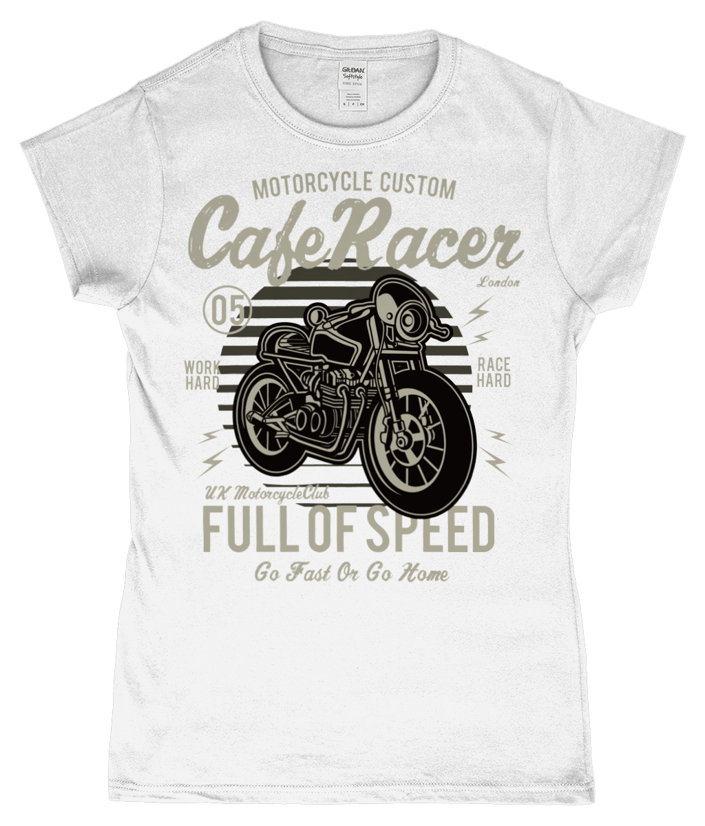 Cafe Racer v1 – Gildan SoftStyle® Ladies Fitted Ringspun T-Shirt - Vitesse T-Shirts UK