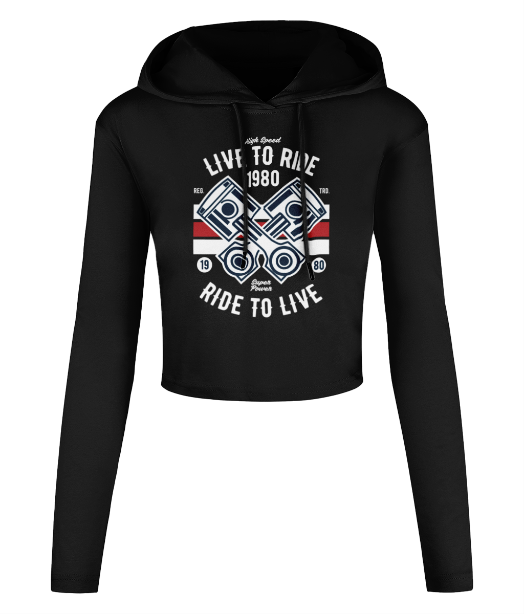 Live To Ride 1980 - Women's Cropped Hooded T-shirt