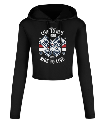 Live To Ride 1980 - Women's Cropped Hooded T-shirt