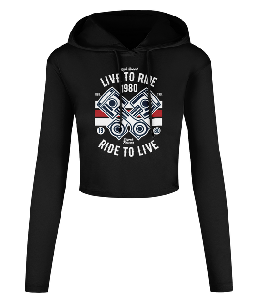 Live To Ride 1980 - Women's Cropped Hooded T-shirt