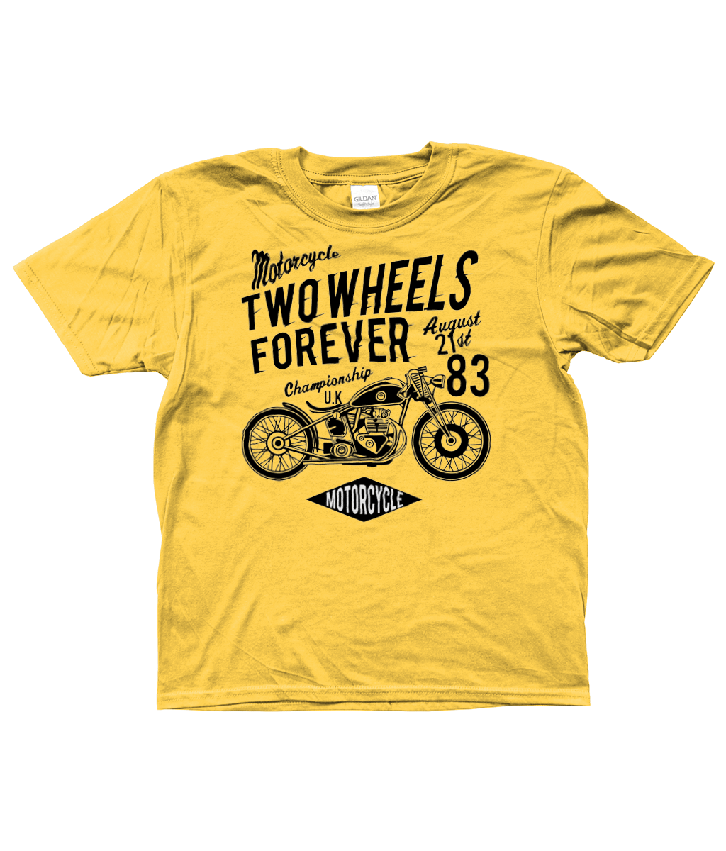 Two Wheels Forever Black – Gildan Kids SoftStyle® Ringspun T-Shirt - Vitesse T-Shirts UK