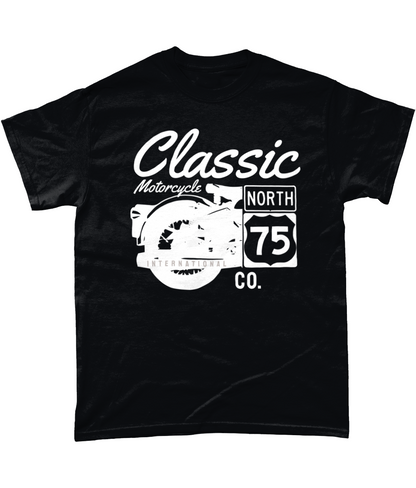 T-shirt en coton épais Gildan - Moto classique 75 blanc