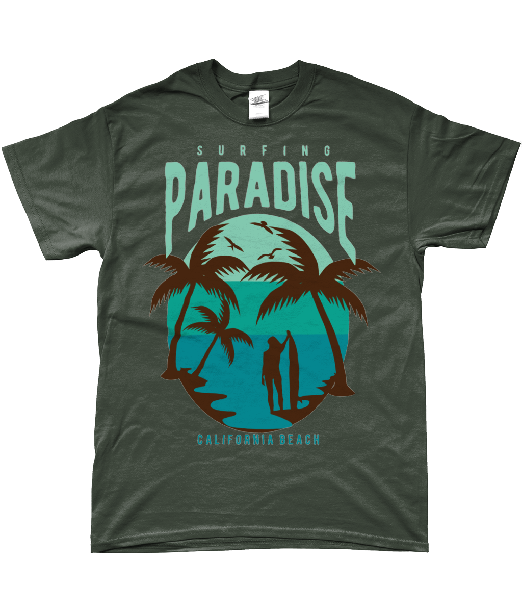 Paradis du surf sur la plage de Californie - T-shirt Gildan SoftStyle® Ringspun