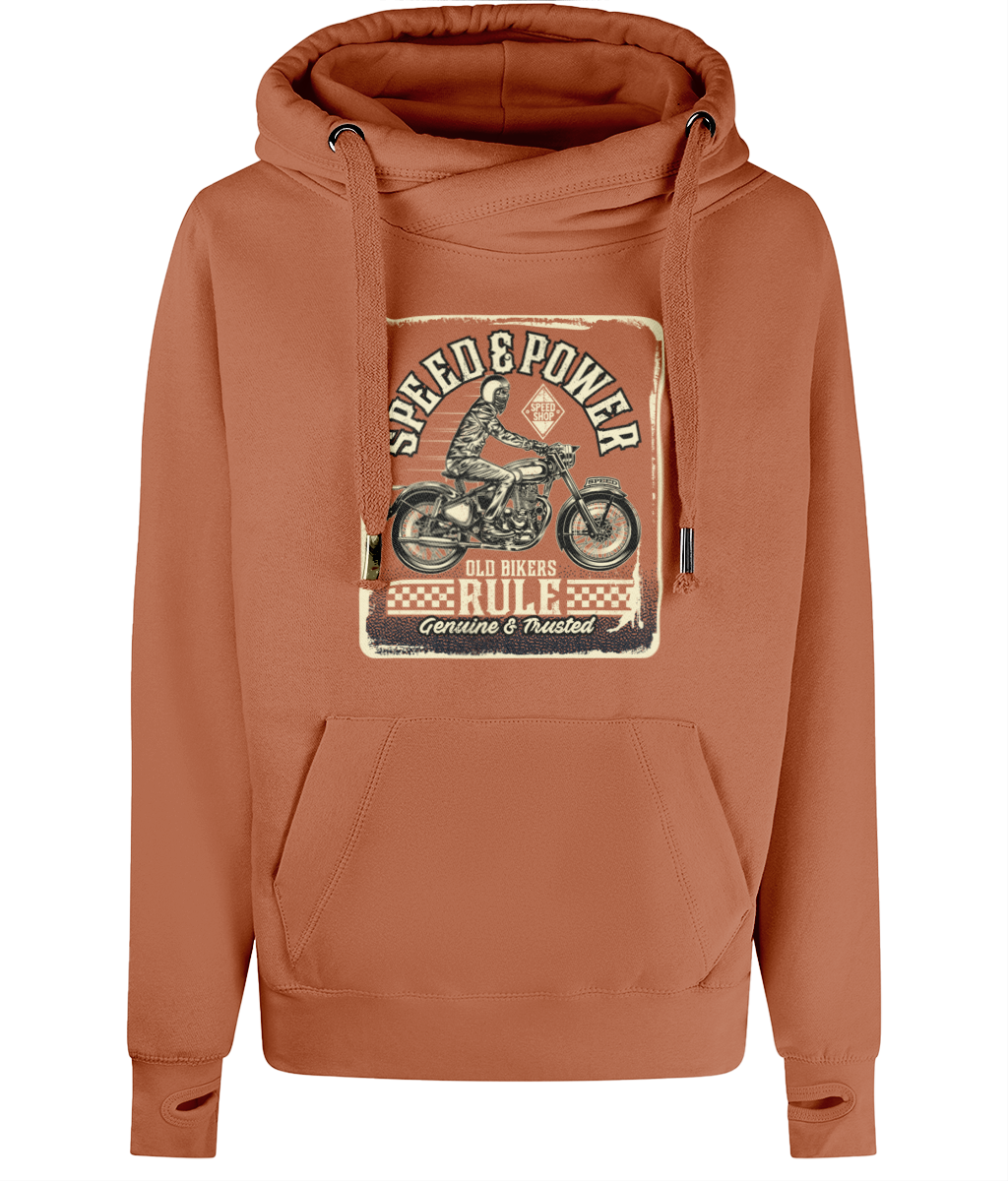 Old Bikers Rule - AWDis Cross Neck Hoodie