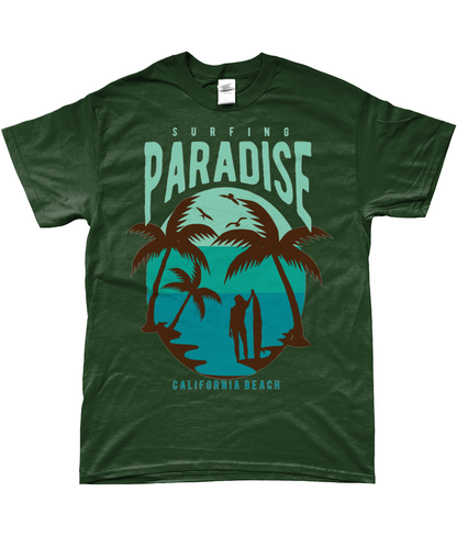 Paradis du surf sur la plage de Californie - T-shirt Gildan SoftStyle® Ringspun