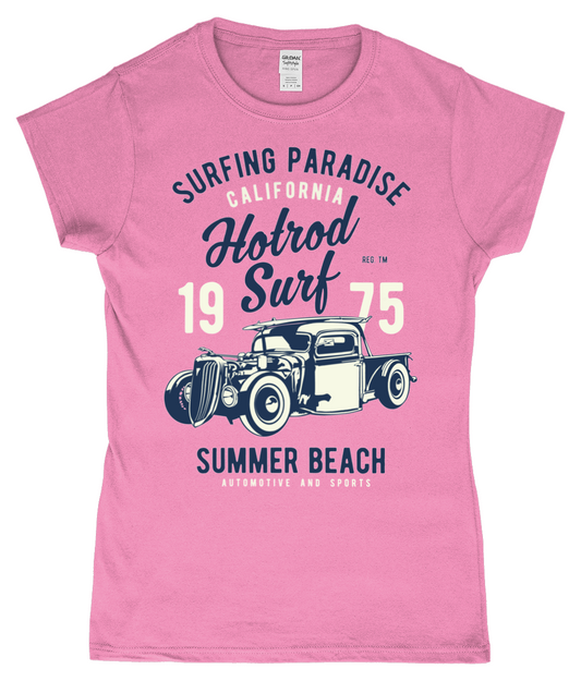 Hotrod Surf - Gildan SoftStyle® tailliertes ringgesponnenes T-Shirt für Damen