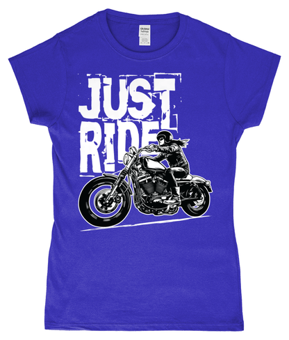 Biker Girl White – SoftStyle® Ladies Fitted Ringspun T-Shirt - Vitesse T-Shirts UK