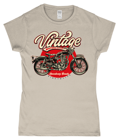 Vintage-Motorrad - SoftStyle® Damen-T-Shirt aus ringgesponnenem Material