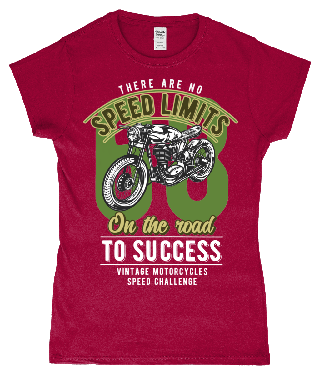 No Speed Limits - Gildan SoftStyle® Ladies Fitted Ringspun T-Shirt - Vitesse T-Shirts UK