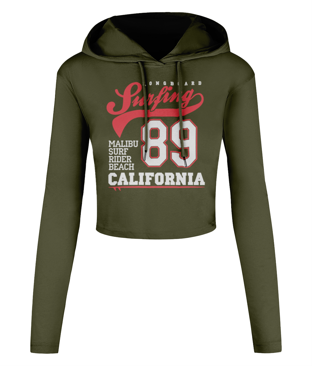 LongBoard - Women's Cropped Hooded T-shirt