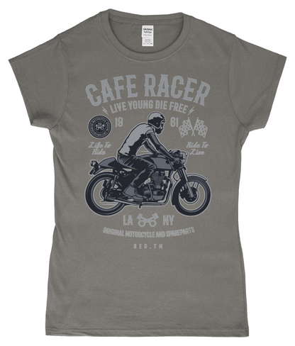 Cafe Racer v3 - Gildan SoftStyle® Ladies Fitted Ringspun T-Shirt - Vitesse T-Shirts UK