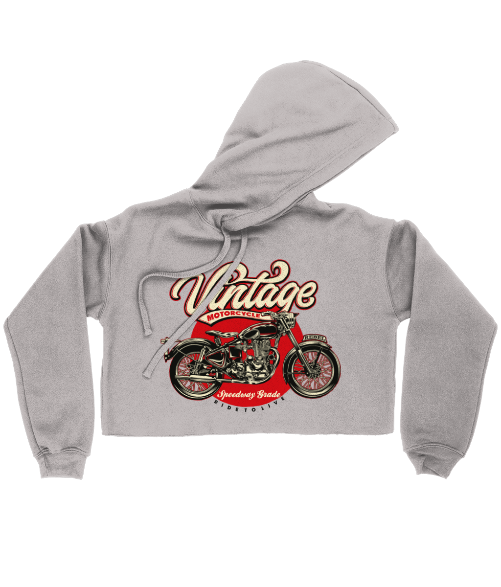 Vintage Motorcycle - Bella Ladies Cropped Hoodie