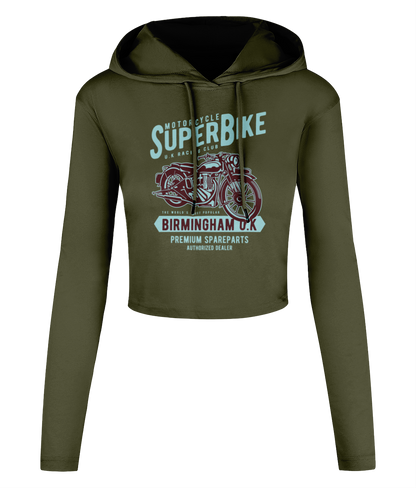 SuperBike - Women's Cropped Hooded T-shirt