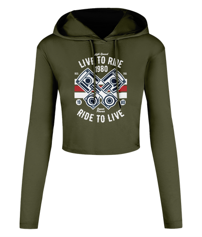 Live To Ride 1980 - Women's Cropped Hooded T-shirt