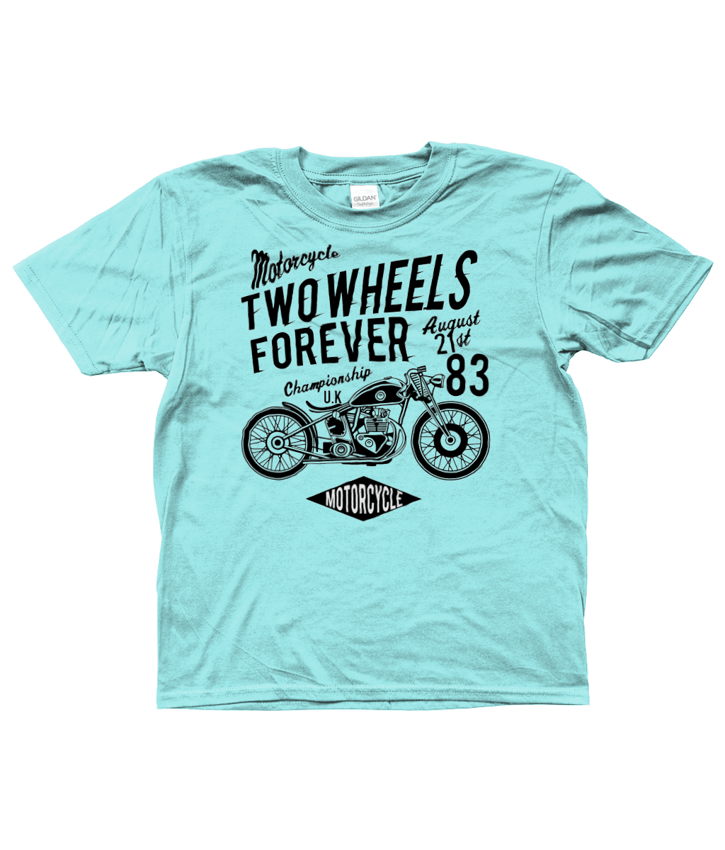 Two Wheels Forever Black – Gildan Kids SoftStyle® Ringspun T-Shirt - Vitesse T-Shirts UK