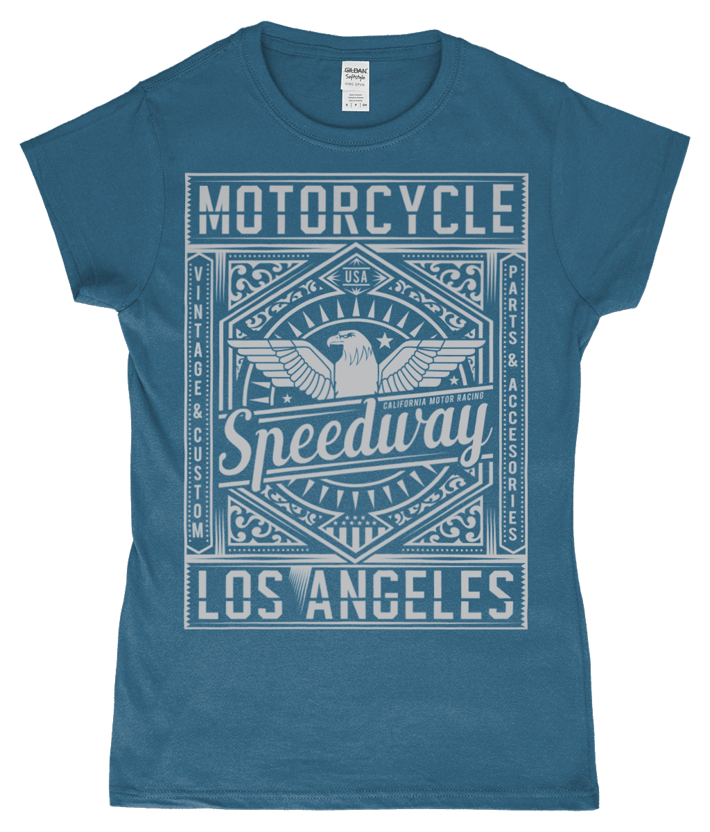 Motorcycle Speedway – Gildan SoftStyle® Ladies Fitted Ringspun T-Shirt - Vitesse T-Shirts UK