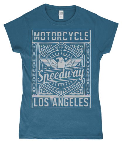 Motorcycle Speedway – Gildan SoftStyle® Ladies Fitted Ringspun T-Shirt - Vitesse T-Shirts UK