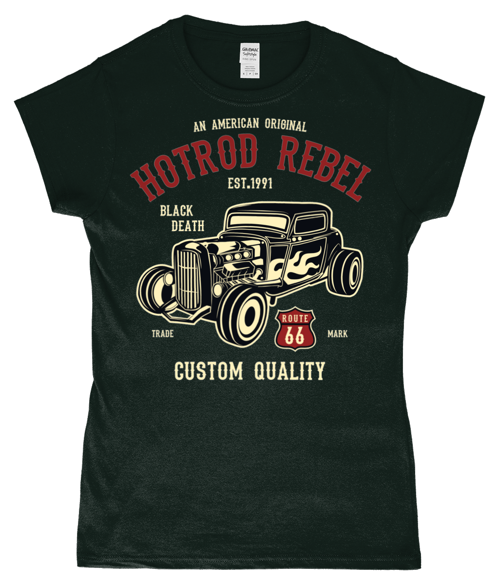 Hotrod Rebel - T-shirt ajusté en fil filé à anneaux pour femme SoftStyle