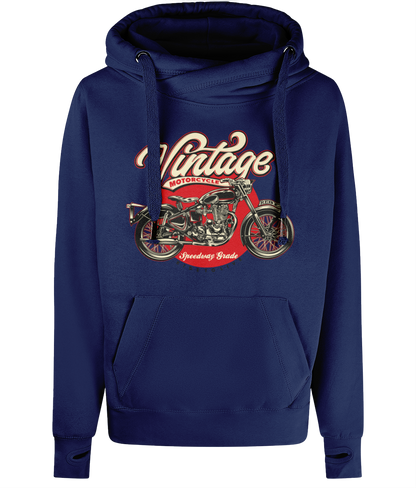 Vintage Motorcycle - AWDis Cross Neck Hoodie