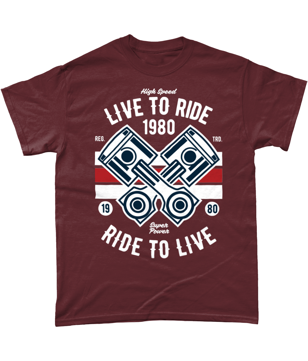 Live To Ride 1980 – Gildan Heavy Cotton T-Shirt - Vitesse T-Shirts UK