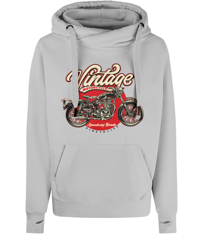 Vintage Motorcycle - AWDis Cross Neck Hoodie