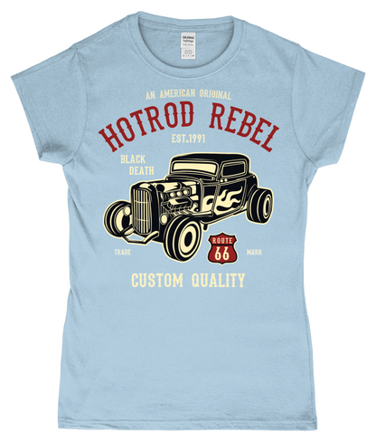 Hotrod Rebel - T-shirt ajusté en fil filé à anneaux pour femme SoftStyle