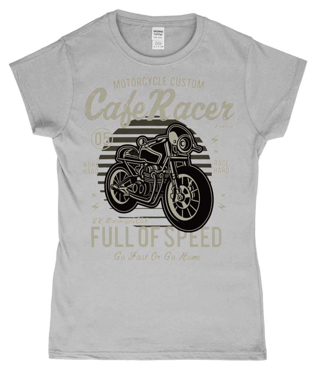 Cafe Racer v1 – Gildan SoftStyle® Ladies Fitted Ringspun T-Shirt - Vitesse T-Shirts UK