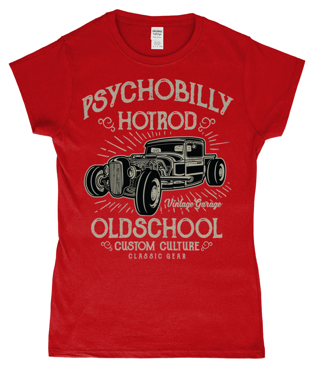 Psychobilly Hotrod – Gildan SoftStyle® Ladies Fitted Ringspun T-Shirt - Vitesse T-Shirts UK