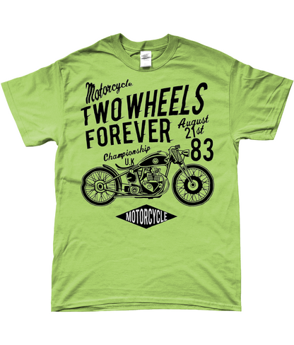 Two Wheels Forever Schwarz - SoftStyle Ringgesponnenes T-Shirt