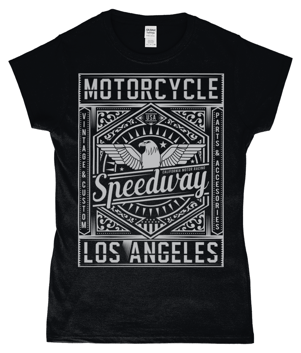 Motorcycle Speedway – Gildan SoftStyle® Ladies Fitted Ringspun T-Shirt - Vitesse T-Shirts UK