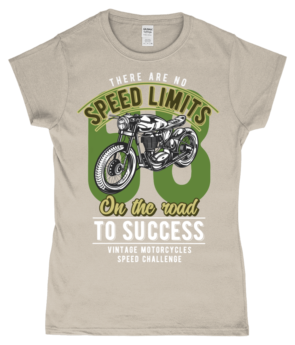 No Speed Limits - Gildan SoftStyle® Ladies Fitted Ringspun T-Shirt - Vitesse T-Shirts UK