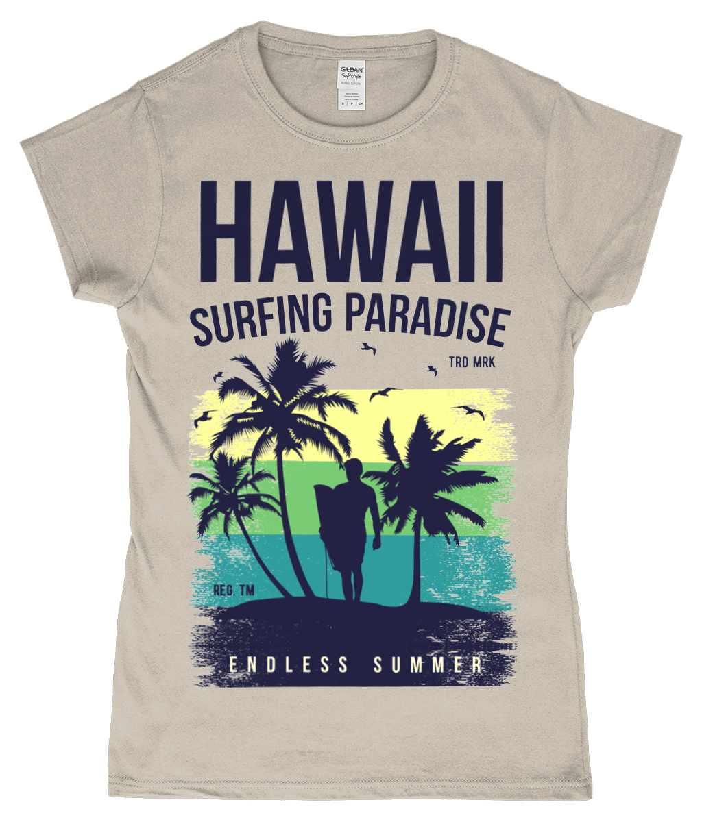 Hawaii Endless Summer – Gildan SoftStyle® Ladies Fitted Ringspun T-Shirt - Vitesse T-Shirts UK