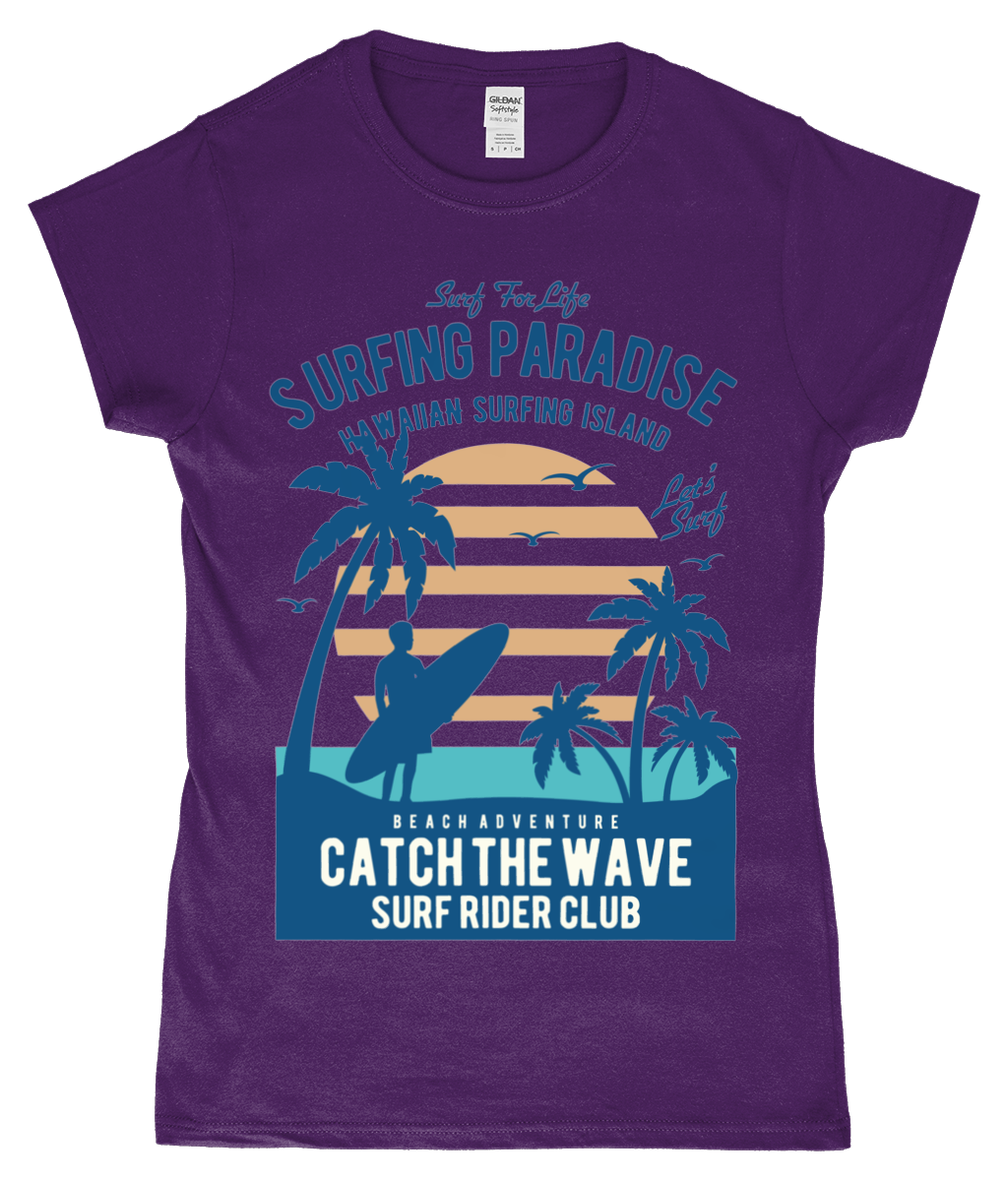 Surfing Paradise - T-shirt ajusté en fil filé à l'anneau pour femme SoftStyle