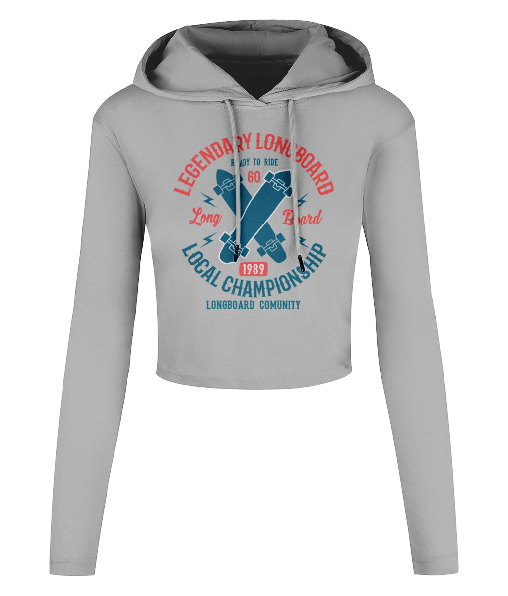 Legendary Longboard - Women's Cropped Hooded T-shirt