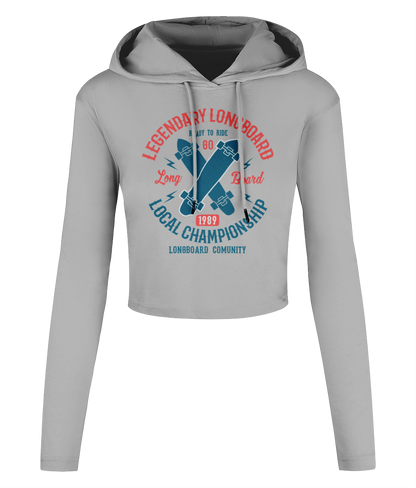 Legendary Longboard - Women's Cropped Hooded T-shirt